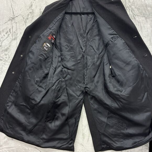 Men's Silver Cloud Cashmere Wool Italian Dark Gray Full Length Overcoat 42R - Picture 4 of 8